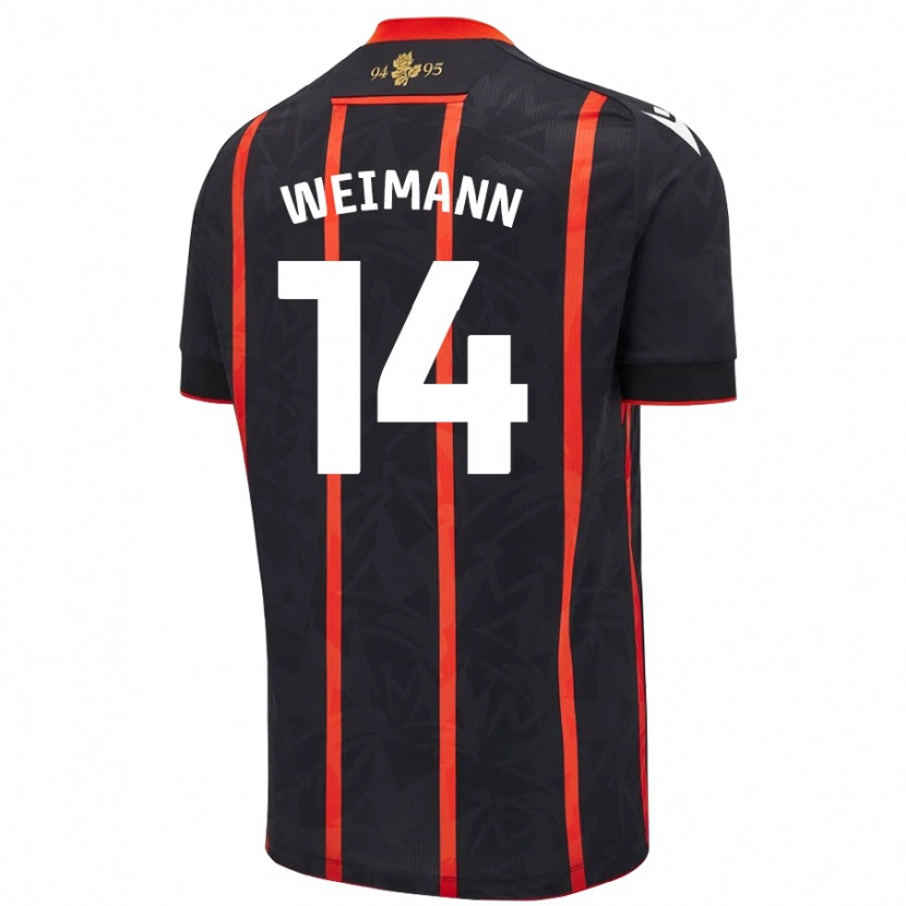 Danxen Donna Maglia Andreas Weimann #14 Nero Rosso Kit Gara Away 2024/25 Maglietta