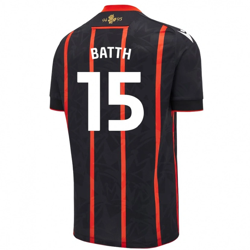 Danxen Donna Maglia Danny Batth #15 Nero Rosso Kit Gara Away 2024/25 Maglietta
