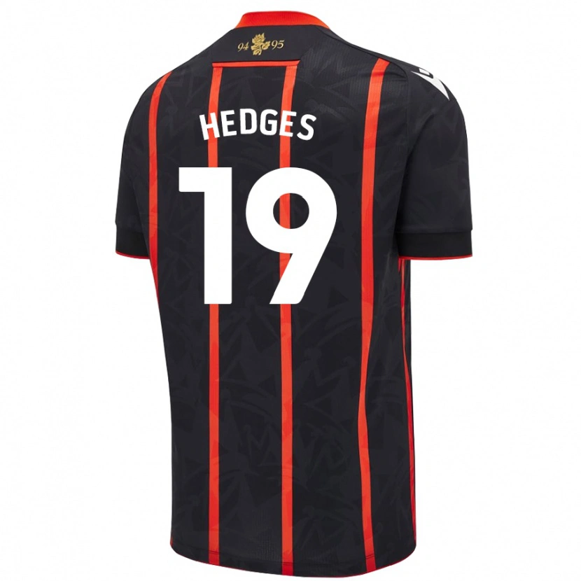 Danxen Donna Maglia Ryan Hedges #19 Nero Rosso Kit Gara Away 2024/25 Maglietta