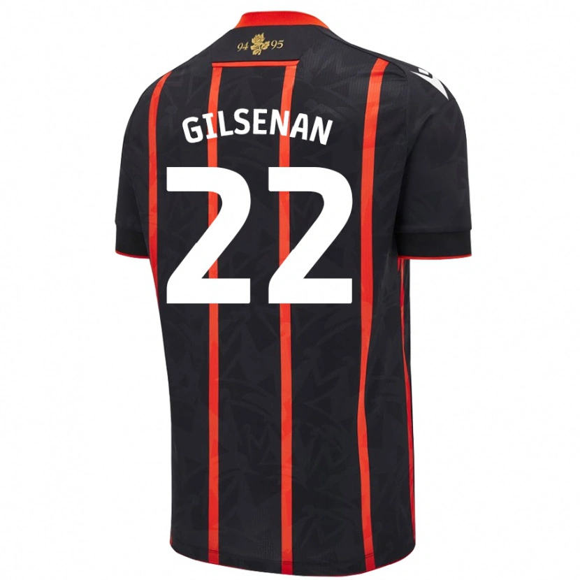 Danxen Donna Maglia Zak Gilsenan #22 Nero Rosso Kit Gara Away 2024/25 Maglietta