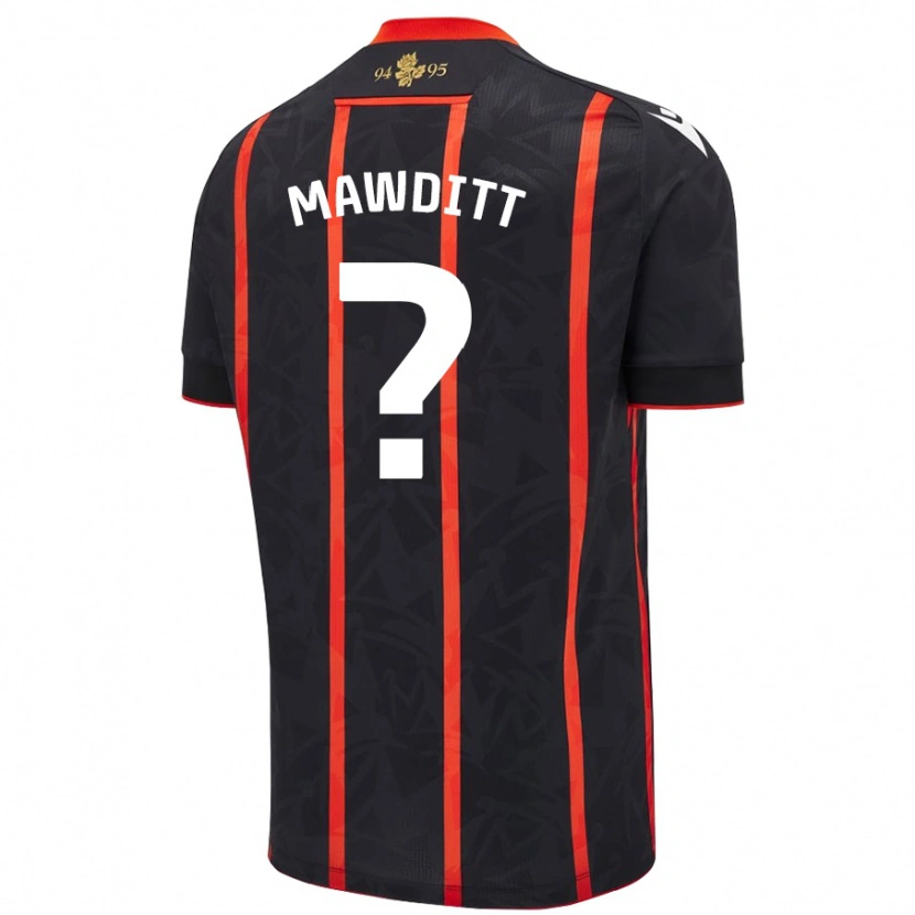 Danxen Donna Maglia Jack Mawditt #0 Nero Rosso Kit Gara Away 2024/25 Maglietta