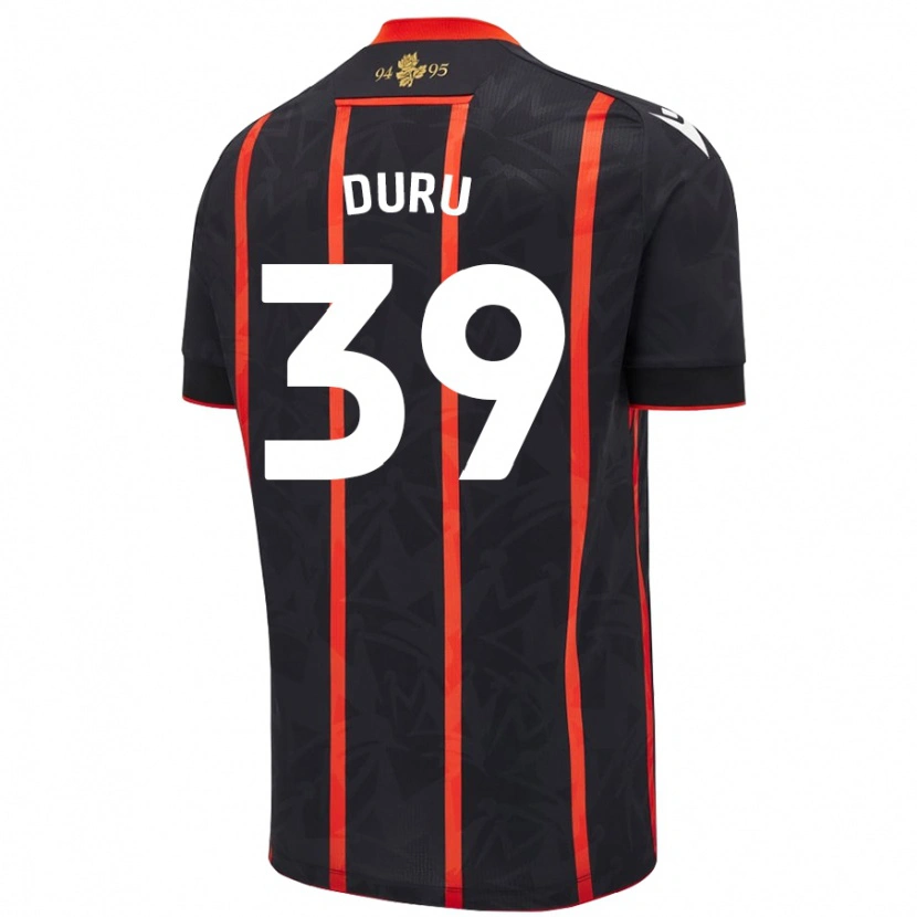 Danxen Donna Maglia Leo Duru #39 Nero Rosso Kit Gara Away 2024/25 Maglietta