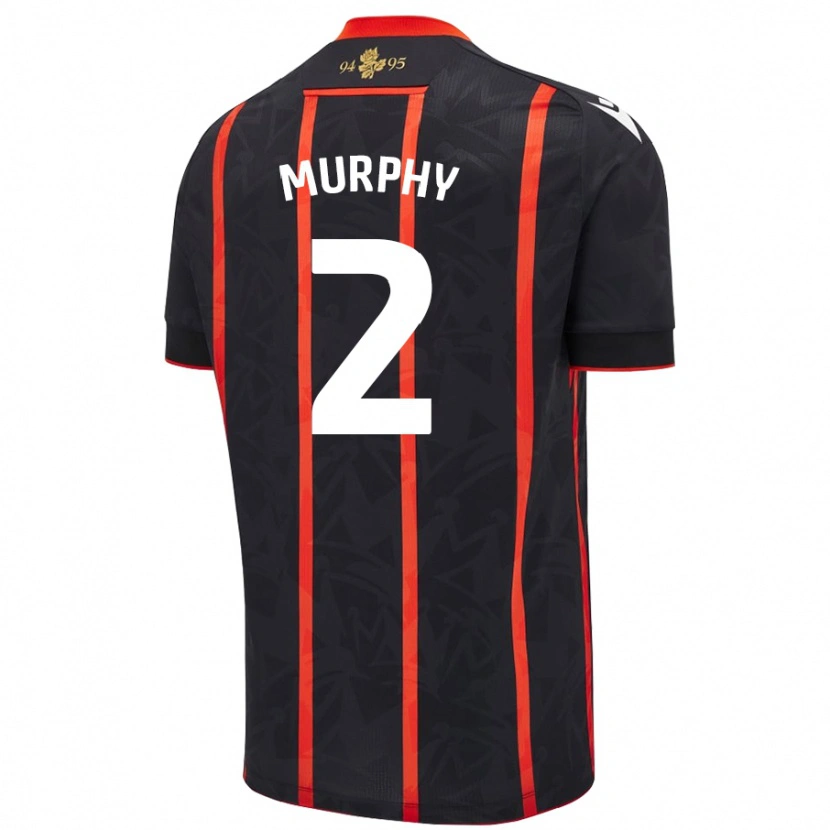Danxen Donna Maglia Niamh Murphy #2 Nero Rosso Kit Gara Away 2024/25 Maglietta