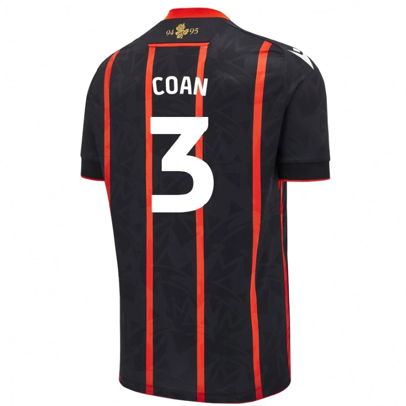Danxen Donna Maglia Hannah Coan #3 Nero Rosso Kit Gara Away 2024/25 Maglietta