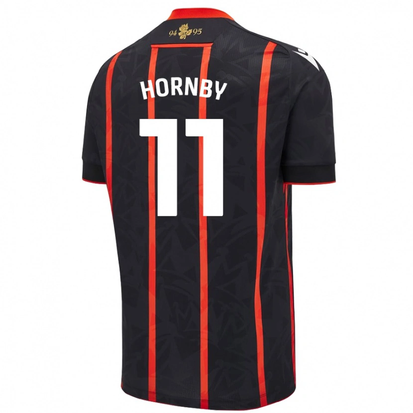 Danxen Donna Maglia Megan Hornby #11 Nero Rosso Kit Gara Away 2024/25 Maglietta