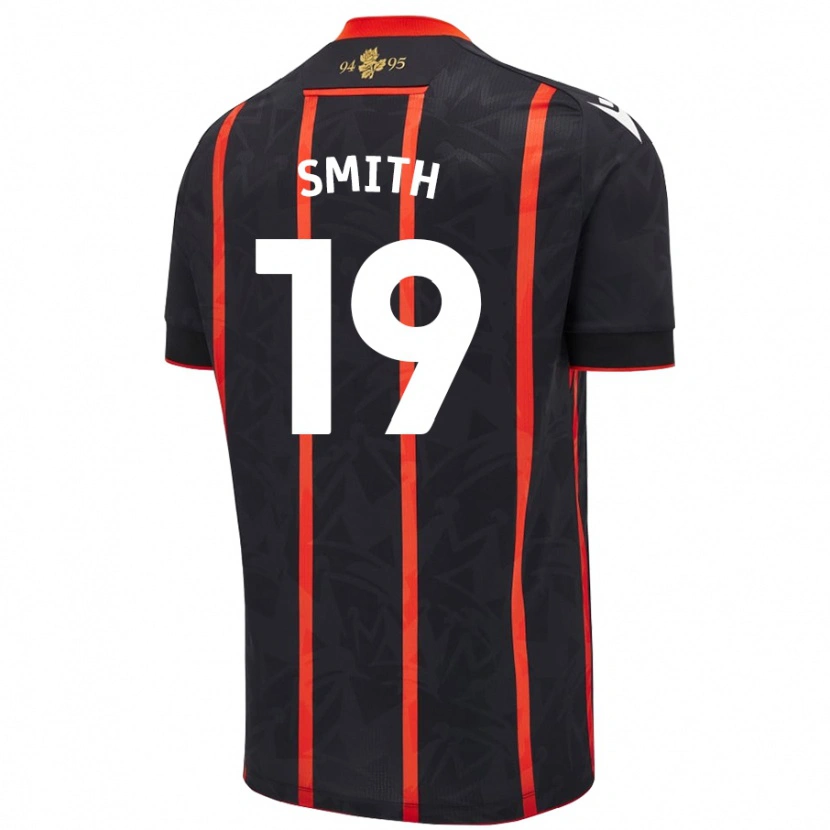 Danxen Donna Maglia Evie Smith #19 Nero Rosso Kit Gara Away 2024/25 Maglietta