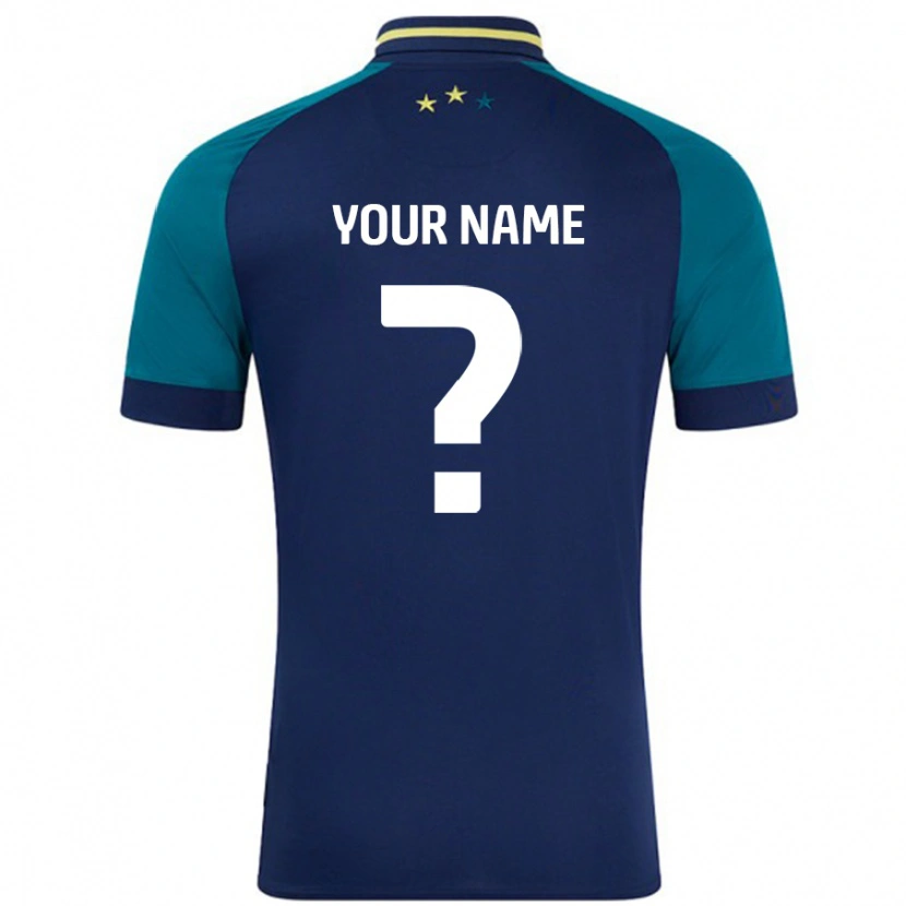 Danxen Donna Maglia Il Tuo Nome #0 Blu Navy Verde Scuro Kit Gara Away 2024/25 Maglietta