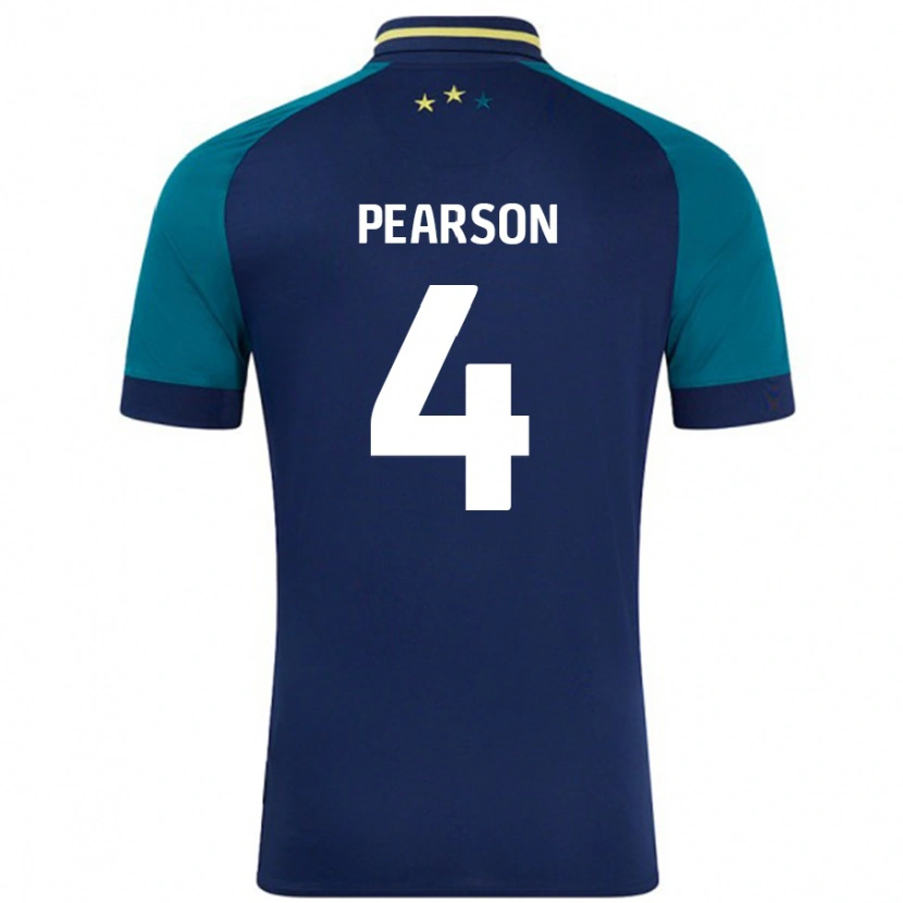 Danxen Donna Maglia Matty Pearson #4 Blu Navy Verde Scuro Kit Gara Away 2024/25 Maglietta