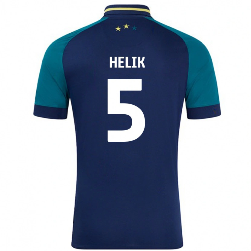 Danxen Donna Maglia Michal Helik #5 Blu Navy Verde Scuro Kit Gara Away 2024/25 Maglietta