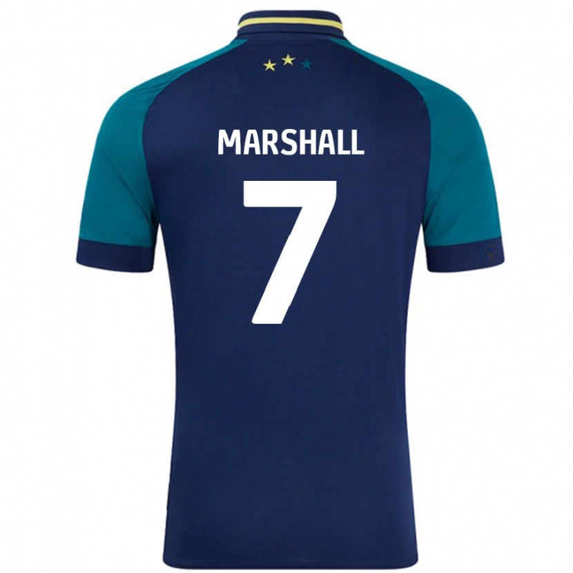 Danxen Donna Maglia Callum Marshall #7 Blu Navy Verde Scuro Kit Gara Away 2024/25 Maglietta