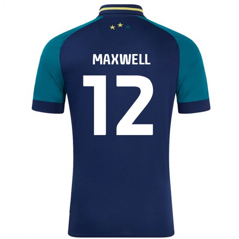 Danxen Donna Maglia Chris Maxwell #12 Blu Navy Verde Scuro Kit Gara Away 2024/25 Maglietta