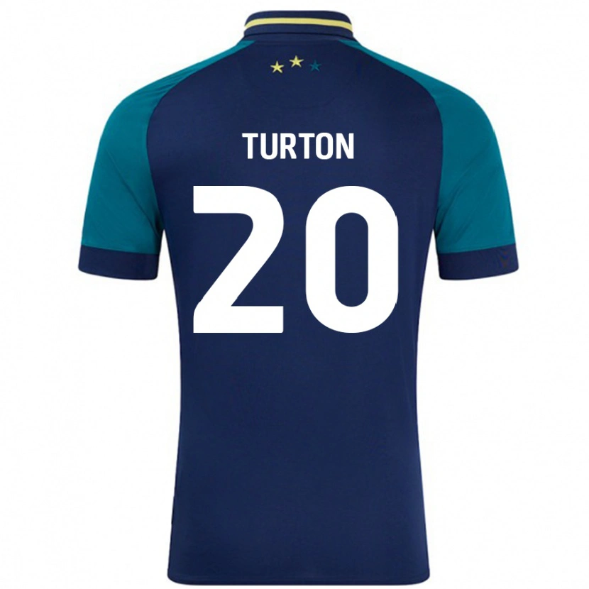 Danxen Donna Maglia Ollie Turton #20 Blu Navy Verde Scuro Kit Gara Away 2024/25 Maglietta