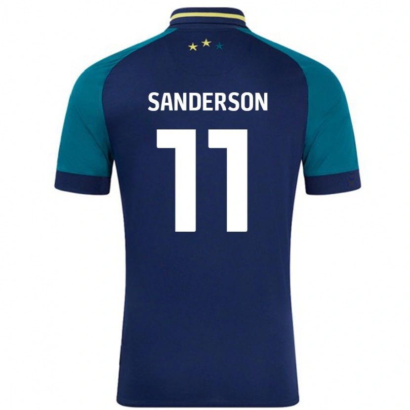 Danxen Donna Maglia Brittany Sanderson #11 Blu Navy Verde Scuro Kit Gara Away 2024/25 Maglietta