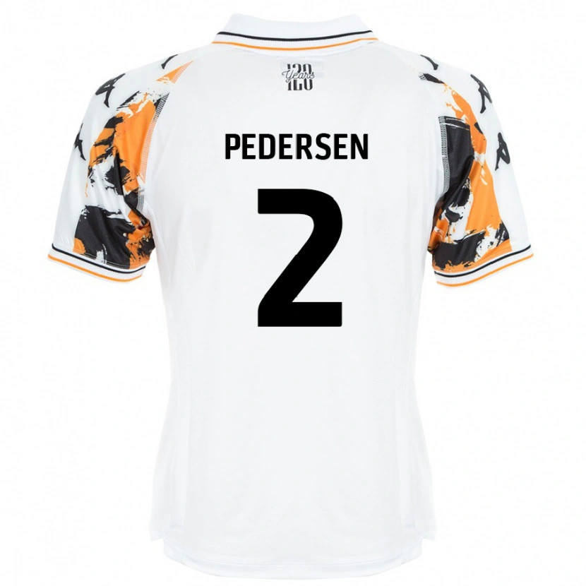 Danxen Donna Maglia Eden Pedersen #2 Bianco Kit Gara Away 2024/25 Maglietta