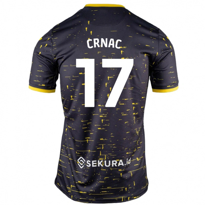 Danxen Donna Maglia Ante Crnac #17 Nero Giallo Kit Gara Away 2024/25 Maglietta