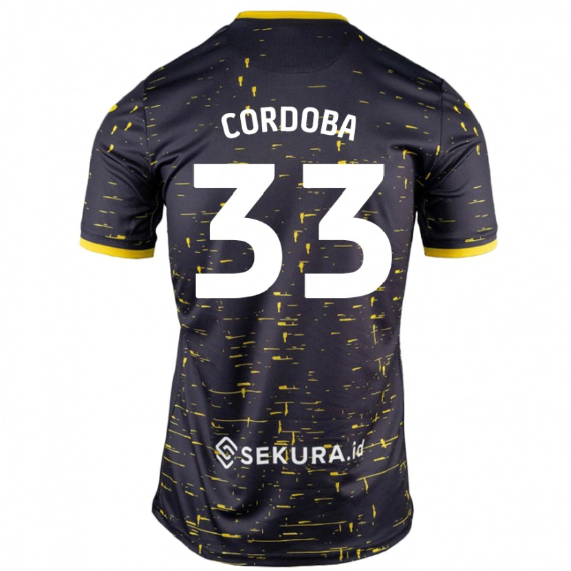 Danxen Donna Maglia José Córdoba #33 Nero Giallo Kit Gara Away 2024/25 Maglietta