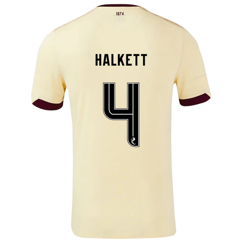 Danxen Donna Maglia Craig Halkett #4 Crema Borgogna Kit Gara Away 2024/25 Maglietta