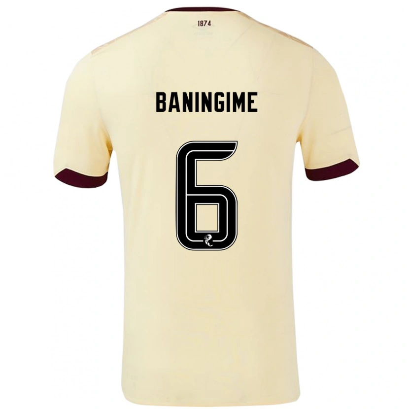 Danxen Donna Maglia Beni Baningime #6 Crema Borgogna Kit Gara Away 2024/25 Maglietta