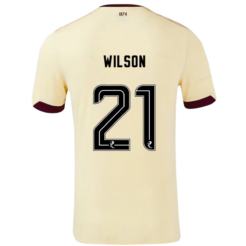 Danxen Donna Maglia James Wilson #21 Crema Borgogna Kit Gara Away 2024/25 Maglietta