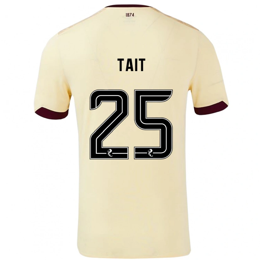 Danxen Donna Maglia Macaulay Tait #25 Crema Borgogna Kit Gara Away 2024/25 Maglietta