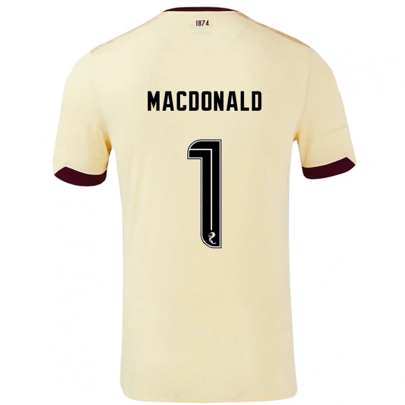 Danxen Donna Maglia Jamie Macdonald #1 Crema Borgogna Kit Gara Away 2024/25 Maglietta