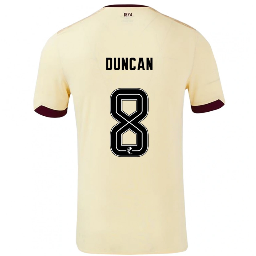 Danxen Donna Maglia Ryan Duncan #8 Crema Borgogna Kit Gara Away 2024/25 Maglietta