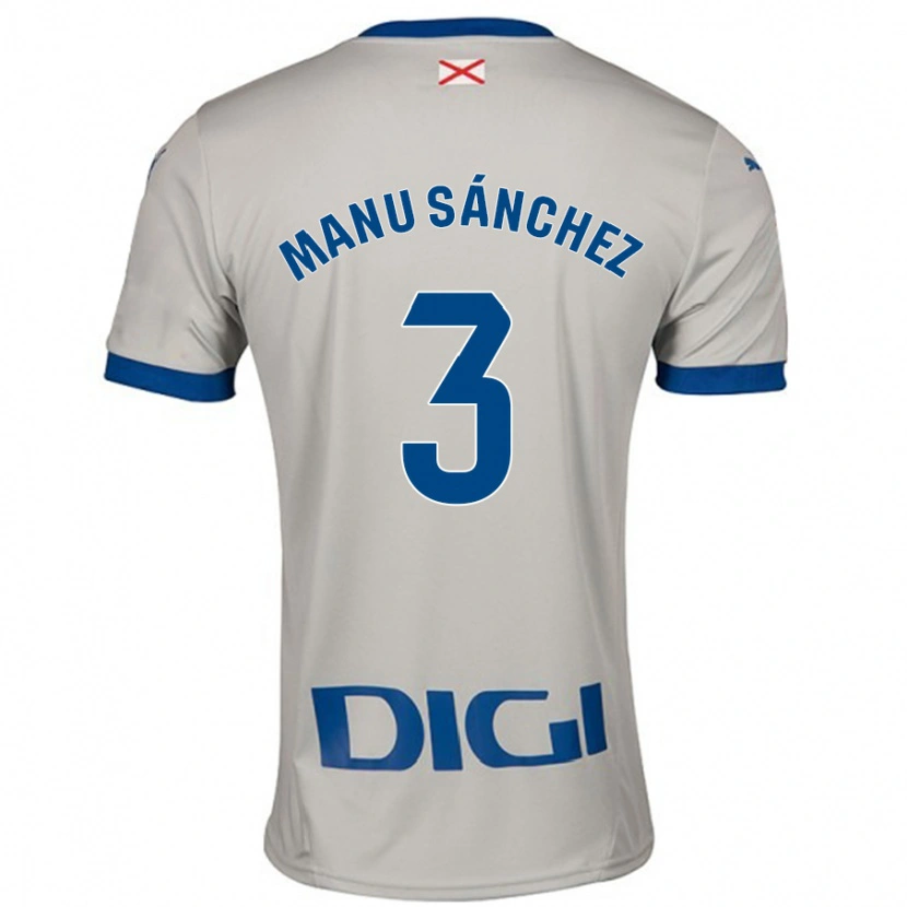 Danxen Donna Maglia Manu Sánchez #3 Grigio Chiaro Kit Gara Away 2024/25 Maglietta