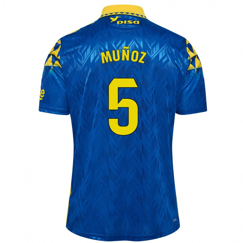Danxen Donna Maglia Javi Muñoz #5 Blu Giallo Kit Gara Away 2024/25 Maglietta