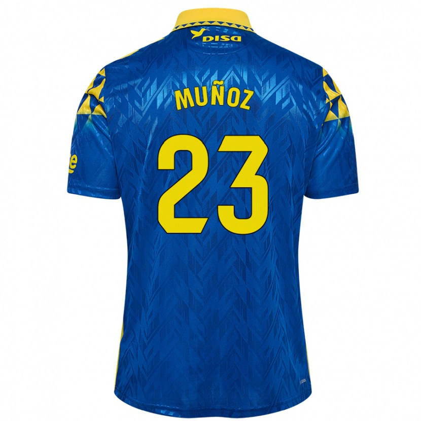 Danxen Donna Maglia Álex Muñoz #23 Blu Giallo Kit Gara Away 2024/25 Maglietta