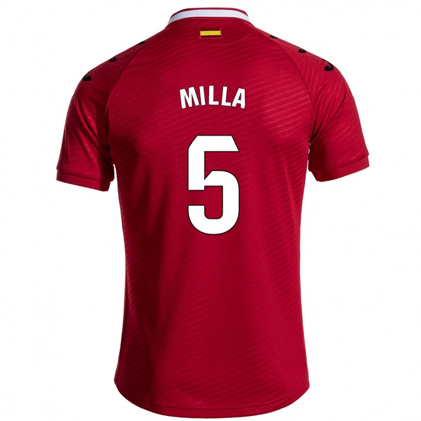 Danxen Donna Maglia Luis Milla #5 Rosso Scuro Kit Gara Away 2024/25 Maglietta