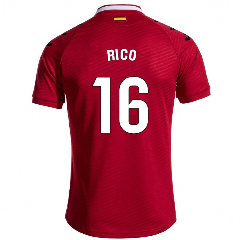 Danxen Donna Maglia Diego Rico #16 Rosso Scuro Kit Gara Away 2024/25 Maglietta