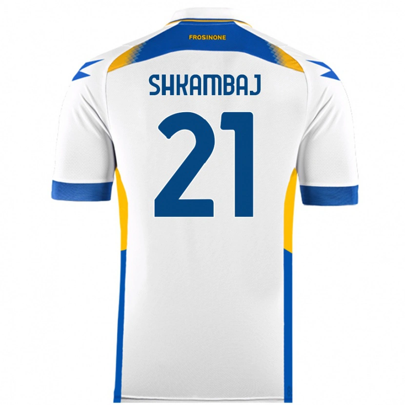 Danxen Donna Maglia Ardit Shkambaj #21 Bianco Kit Gara Away 2024/25 Maglietta