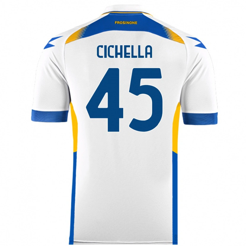 Danxen Donna Maglia Matteo Cichella #45 Bianco Kit Gara Away 2024/25 Maglietta