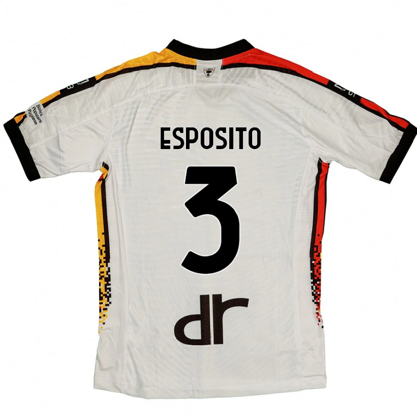 Danxen Donna Maglia Sebastian Esposito #3 Bianco Nero Kit Gara Away 2024/25 Maglietta
