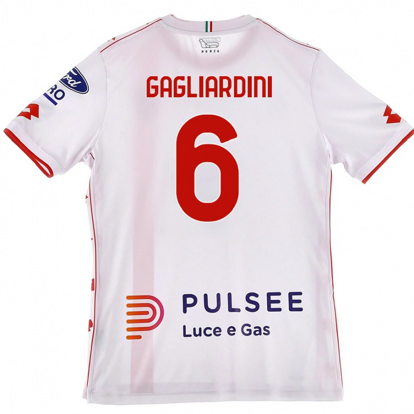 Danxen Donna Maglia Roberto Gagliardini #6 Bianco Rosso Kit Gara Away 2024/25 Maglietta