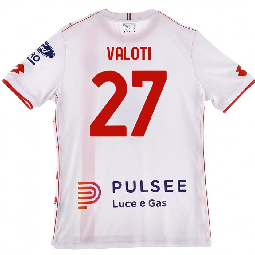 Danxen Donna Maglia Mattia Valoti #27 Bianco Rosso Kit Gara Away 2024/25 Maglietta