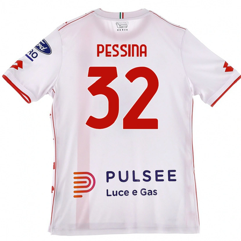 Danxen Donna Maglia Matteo Pessina #32 Bianco Rosso Kit Gara Away 2024/25 Maglietta