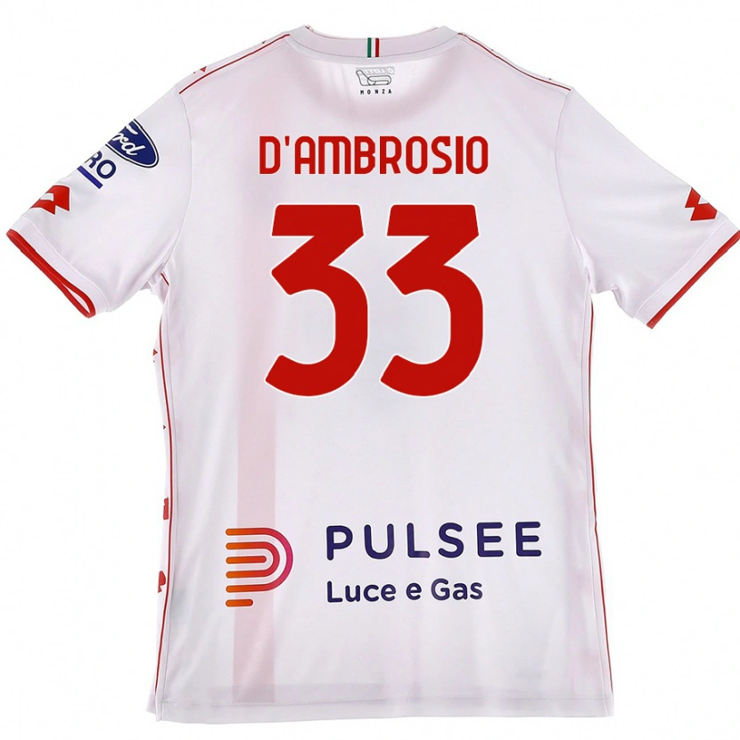 Danxen Donna Maglia Danilo D'ambrosio #33 Bianco Rosso Kit Gara Away 2024/25 Maglietta