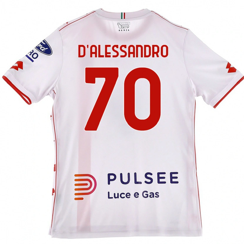 Danxen Donna Maglia Marco D'alessandro #70 Bianco Rosso Kit Gara Away 2024/25 Maglietta