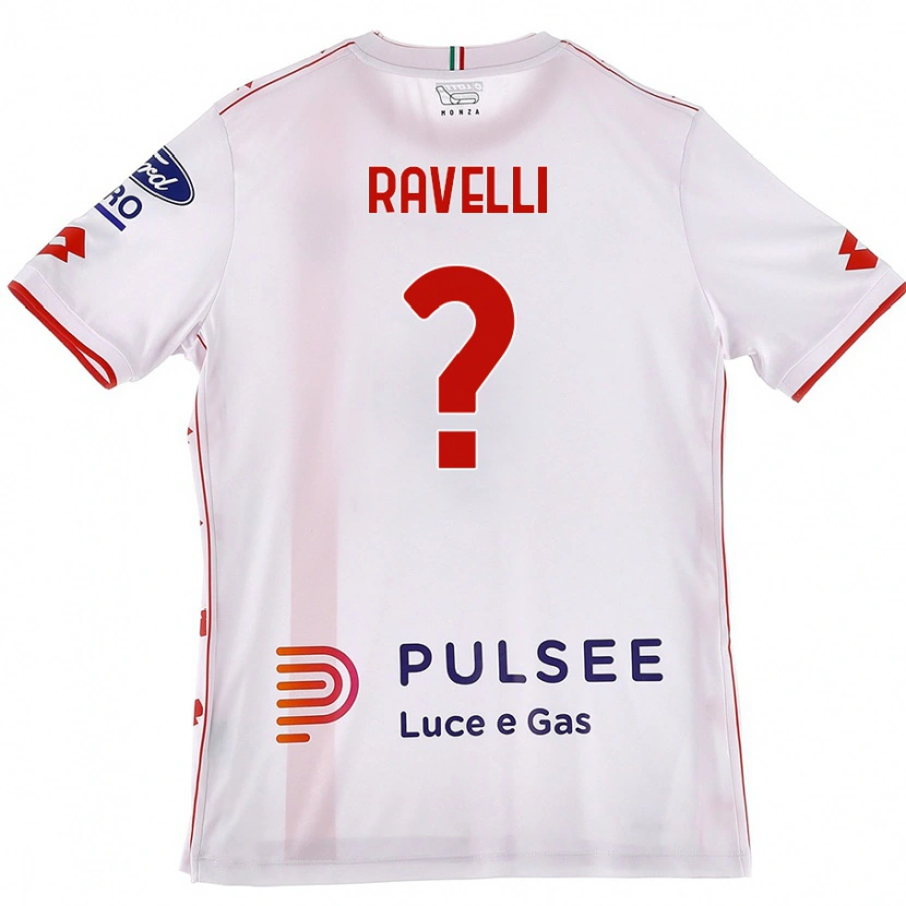 Danxen Donna Maglia Etienne Ravelli #0 Bianco Rosso Kit Gara Away 2024/25 Maglietta