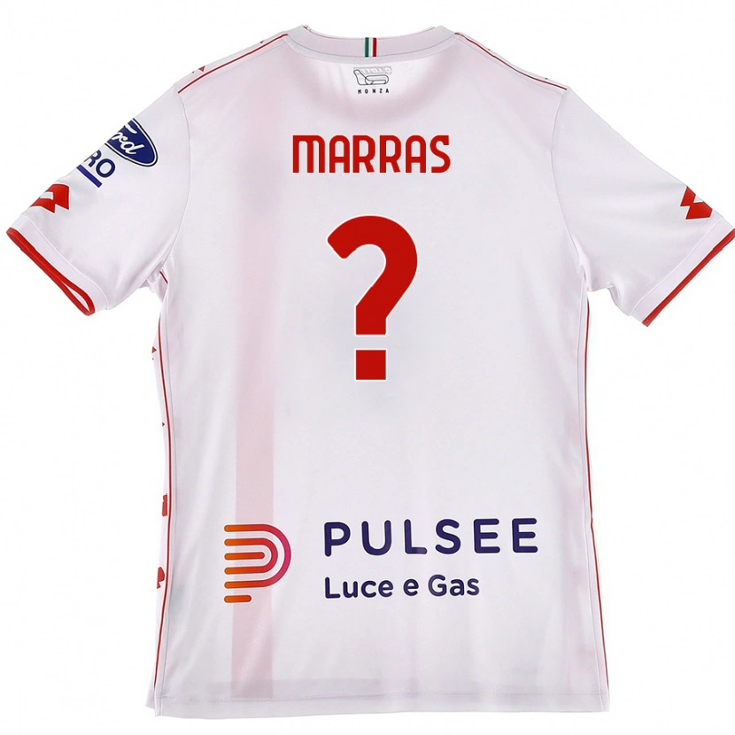 Danxen Donna Maglia Tommaso Marras #0 Bianco Rosso Kit Gara Away 2024/25 Maglietta