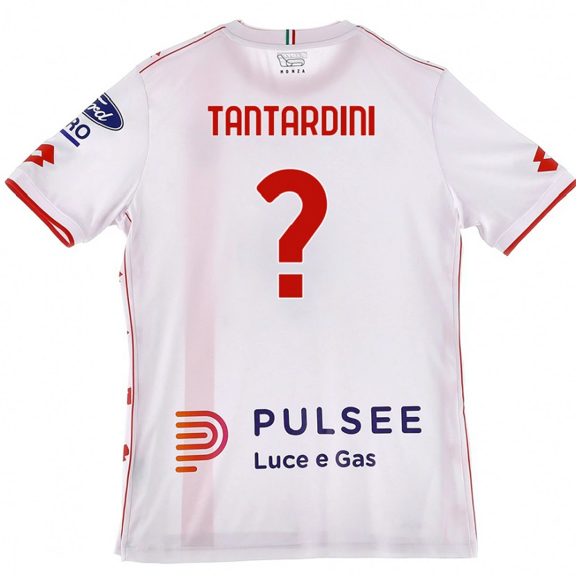 Danxen Donna Maglia Tommaso Tantardini #0 Bianco Rosso Kit Gara Away 2024/25 Maglietta