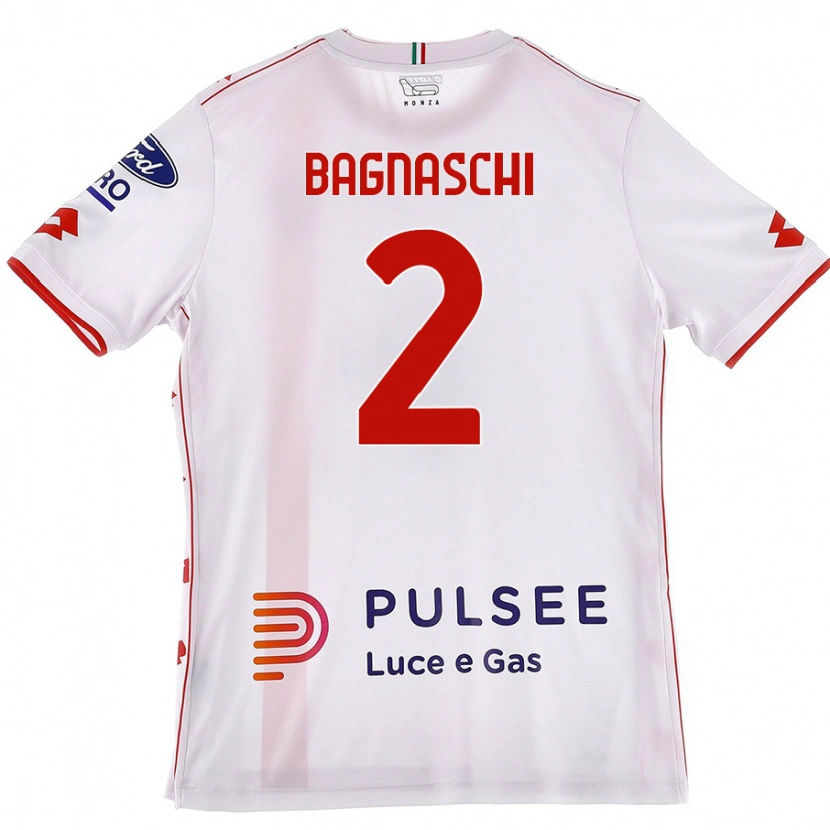 Danxen Donna Maglia Alessandro Bagnaschi #2 Bianco Rosso Kit Gara Away 2024/25 Maglietta
