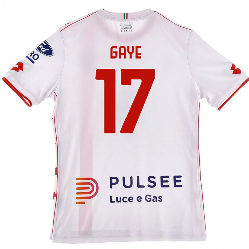 Danxen Donna Maglia Mamadou Gaye #17 Bianco Rosso Kit Gara Away 2024/25 Maglietta