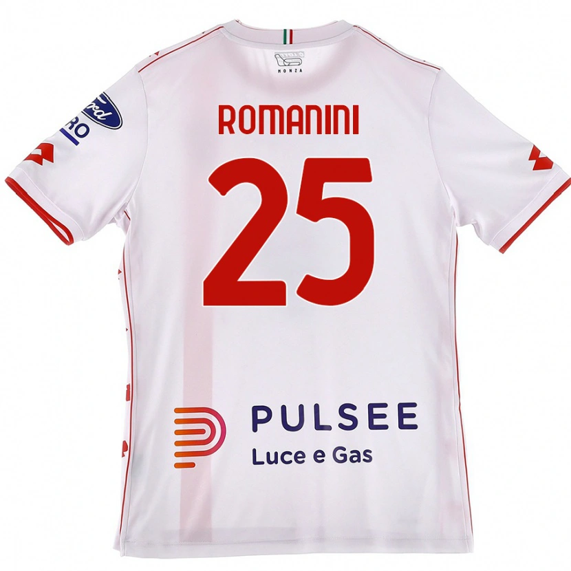 Danxen Donna Maglia Andrea Romanini #25 Bianco Rosso Kit Gara Away 2024/25 Maglietta