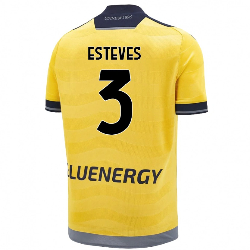 Danxen Donna Maglia Gonçalo Esteves #3 Oro Kit Gara Away 2024/25 Maglietta