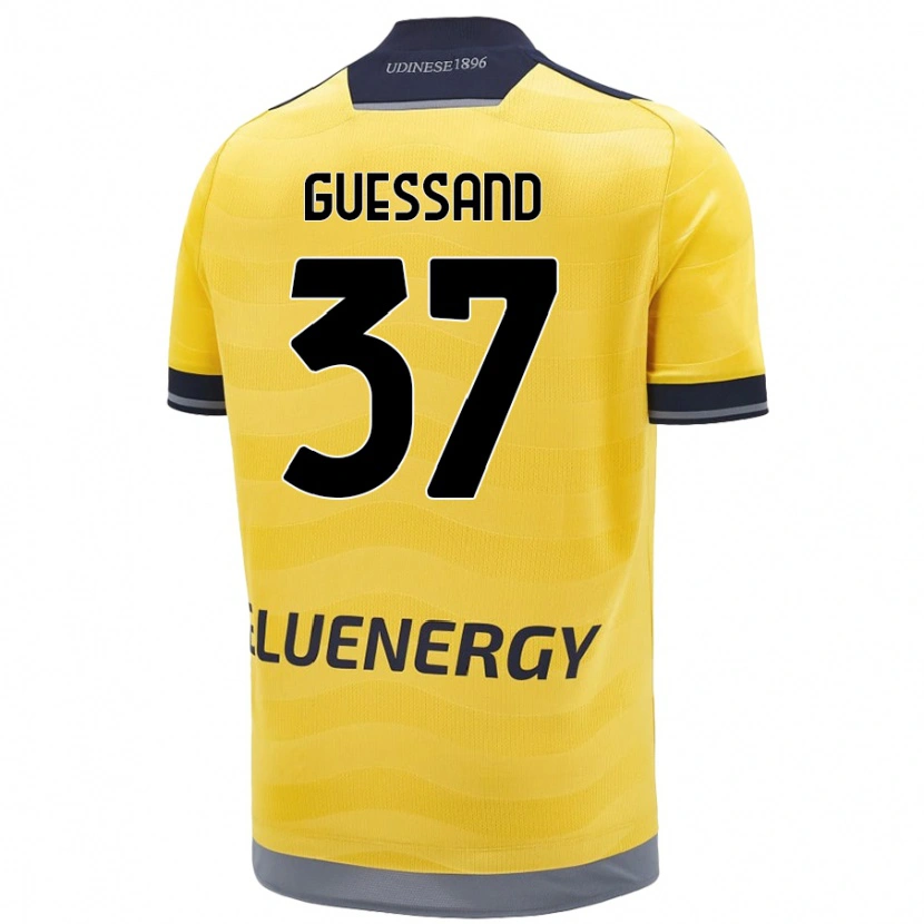 Danxen Donna Maglia Axel Guessand #37 Oro Kit Gara Away 2024/25 Maglietta