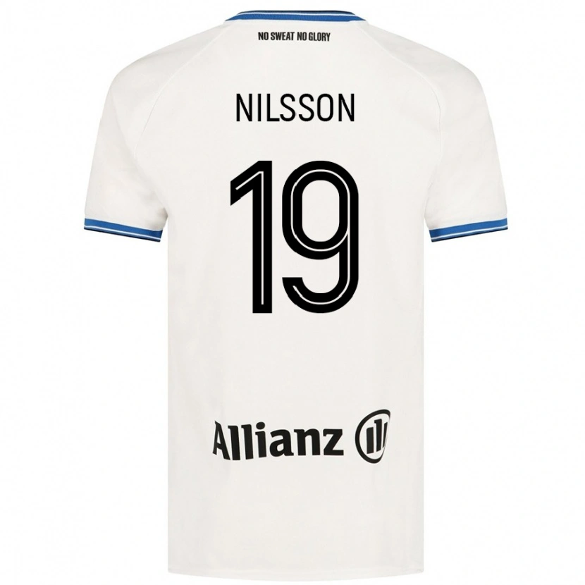 Danxen Donna Maglia Gustaf Nilsson #19 Bianco Kit Gara Away 2024/25 Maglietta