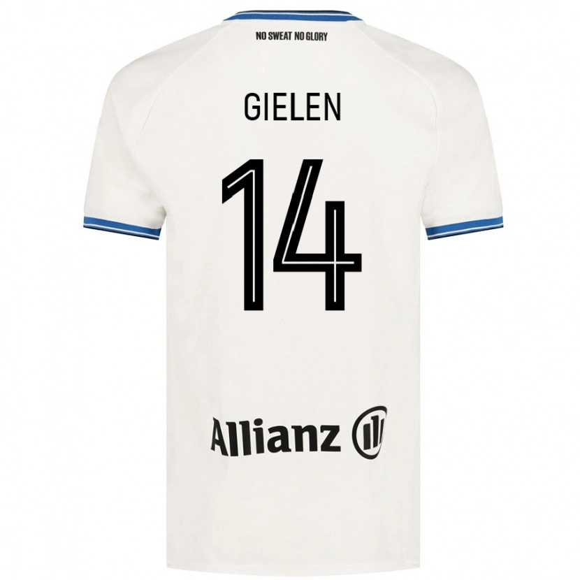 Danxen Donna Maglia Sterre Gielen #14 Bianco Kit Gara Away 2024/25 Maglietta