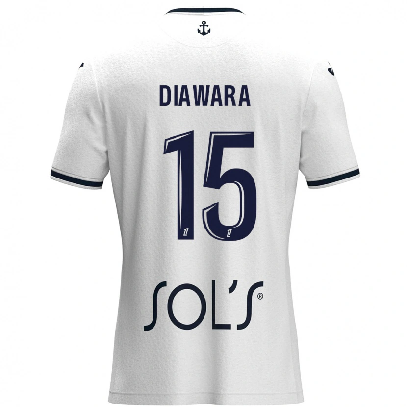 Danxen Donna Maglia Kandet Diawara #15 Bianco Blu Scuro Kit Gara Away 2024/25 Maglietta